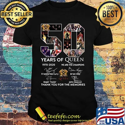 50 Years Of Queen 1970-2020 We are the champions Signatures Thank you for the memories shirt