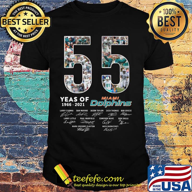 55 years of 1966 2021 miami dolphins signatures shirt