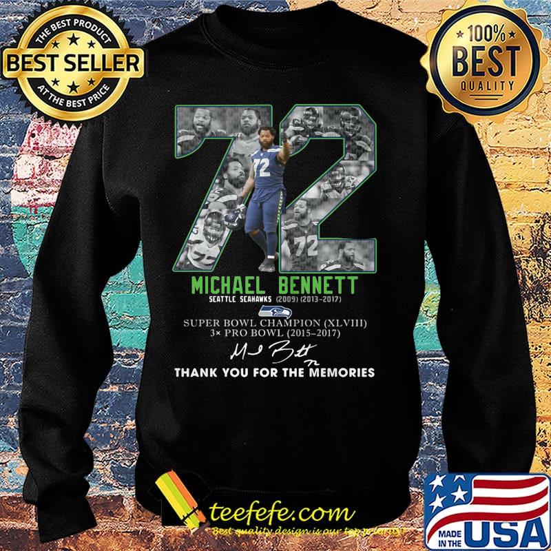 72 michael bennett seattle seahwks 2013 2017 suoer bowl chamopion thank you for the memories signature s Sweater 72 michael bennett seattle seahwks 2013 2017 suoer bowl chamopion thank you for the memories signature s Sweater