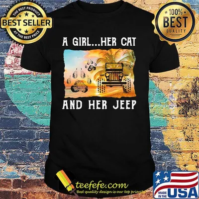 A Girl Her Cat And Her Jeep Beach Footprint Shirt