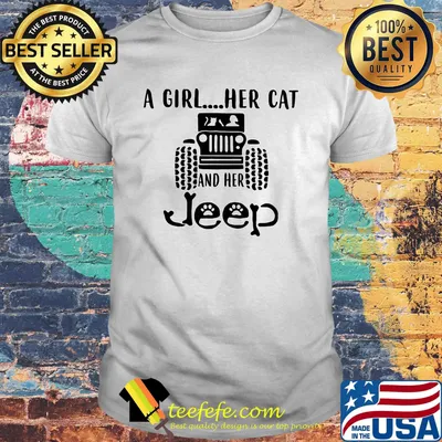 A Girl Her Cat And Her Jeep Footprint Shirt