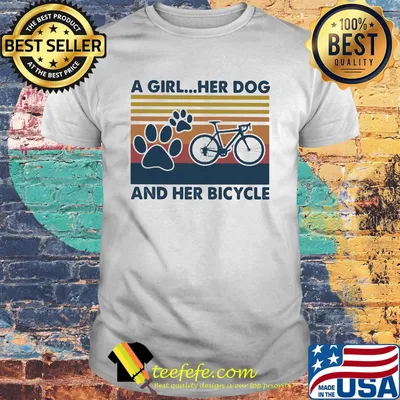a girl her dog and her her bicycle vintage retro shirt