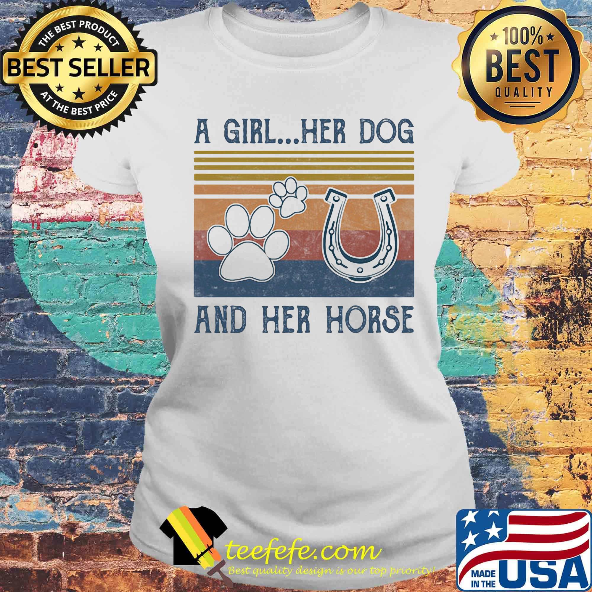 A Girl Her Dog And Her Horse Vintage Retro s Laides tee A Girl Her Dog And Her Horse Vintage Retro s Laides tee