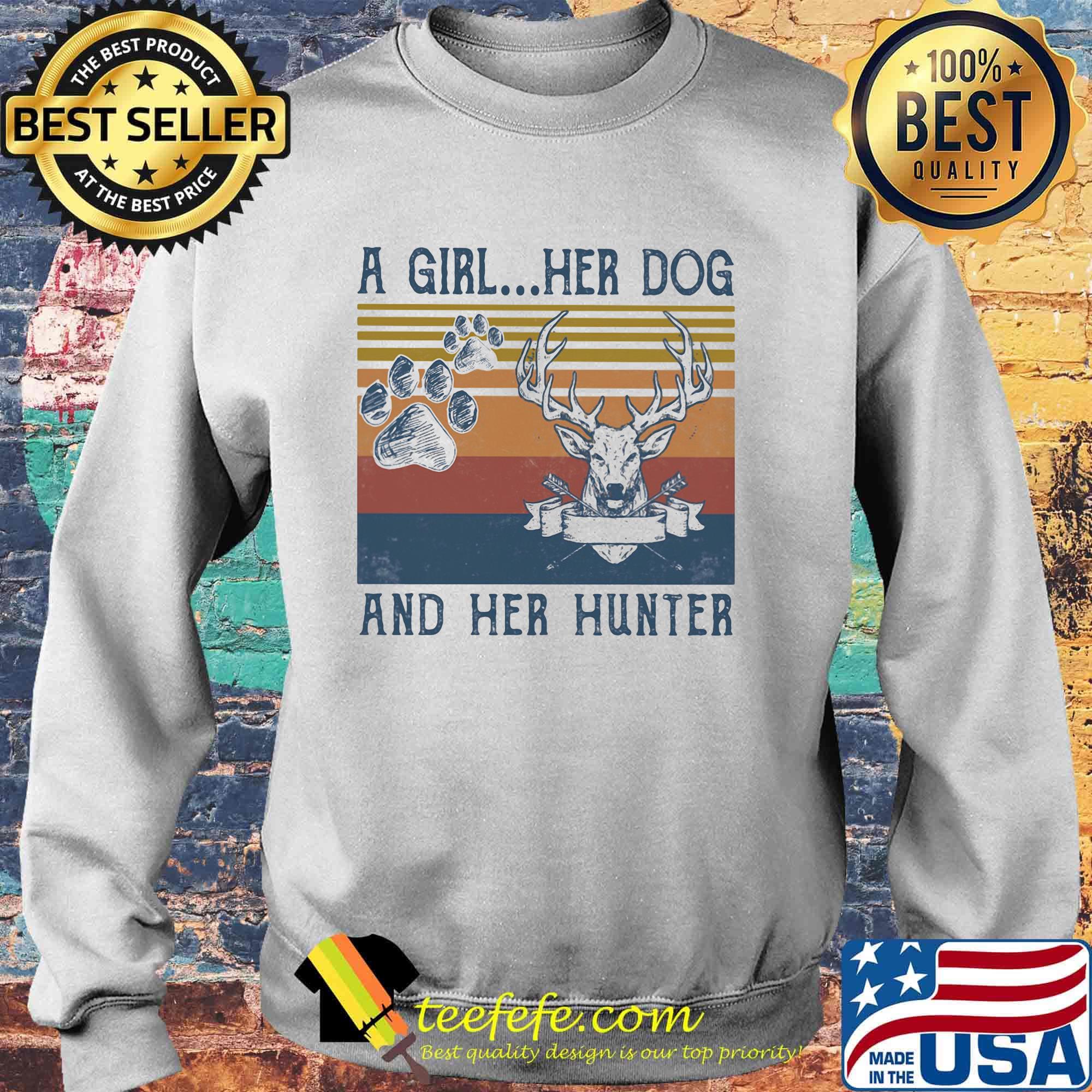 A girl her dog and her hunter footprint vintage retro s Sweater A girl her dog and her hunter footprint vintage retro s Sweater