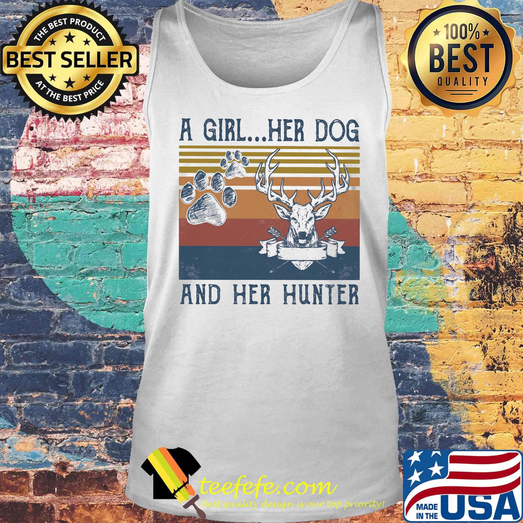 A girl her dog and her hunter footprint vintage retro s Tank top A girl her dog and her hunter footprint vintage retro s Tank top
