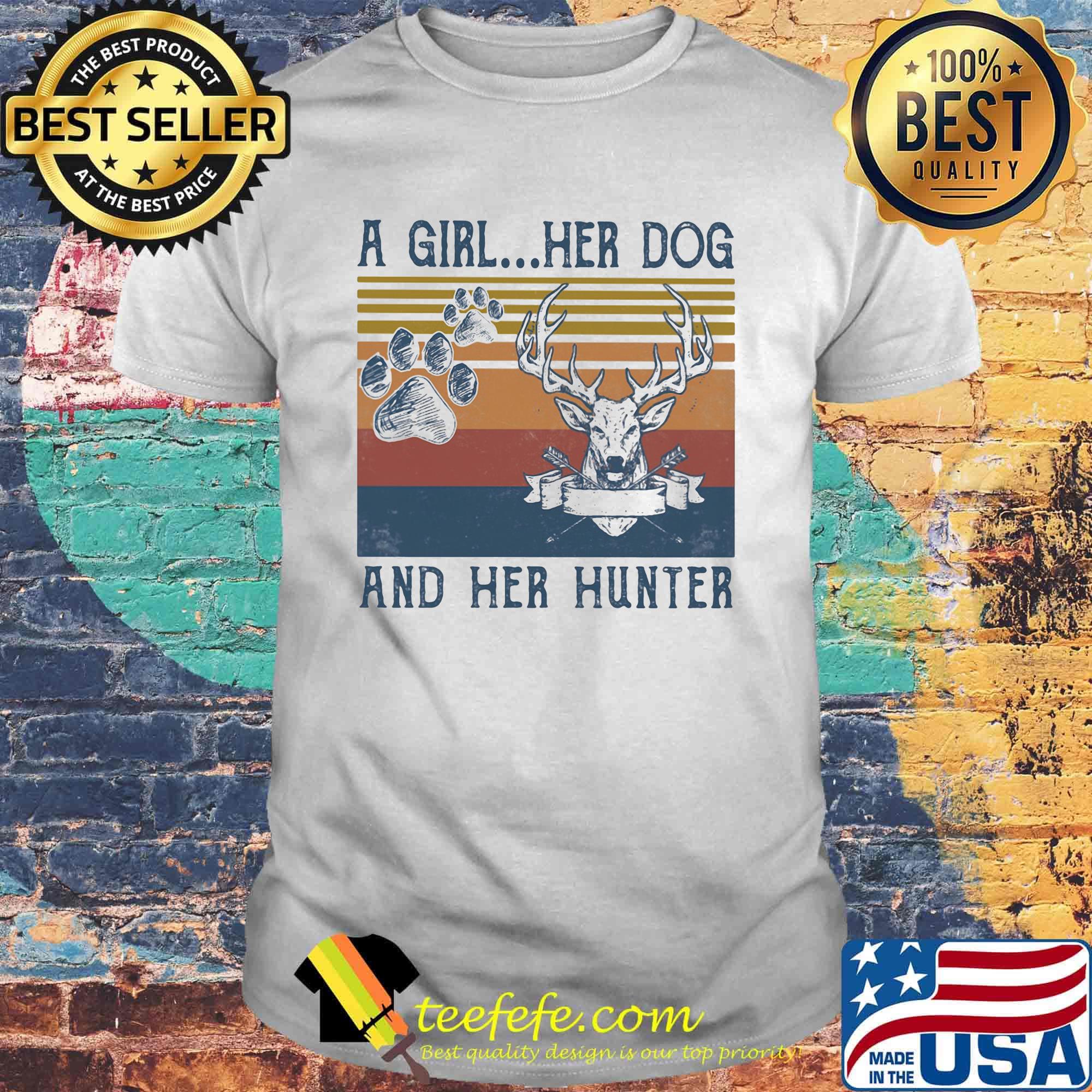 A girl her dog and her hunter footprint vintage retro shirt A girl her dog and her hunter footprint vintage retro shirt