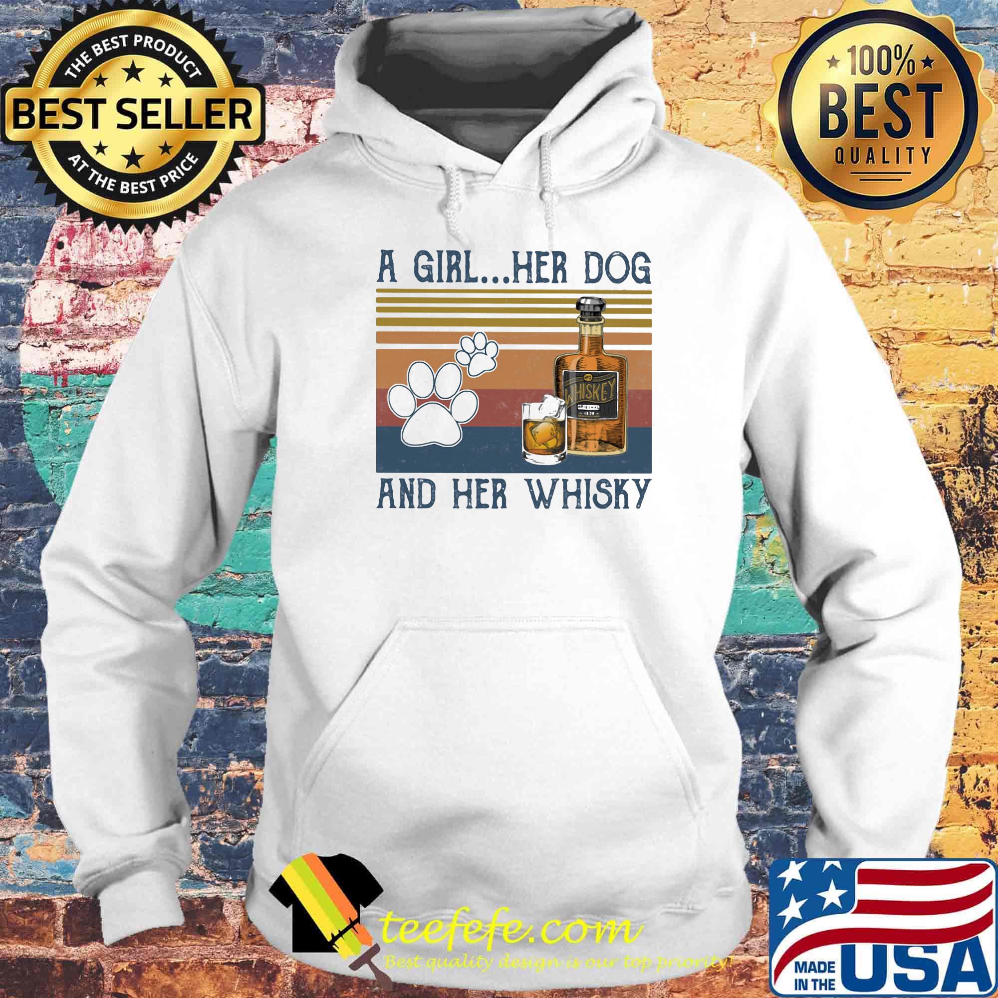 A girl her dog and her whisky vintage retro s Hoodie A girl her dog and her whisky vintage retro s Hoodie
