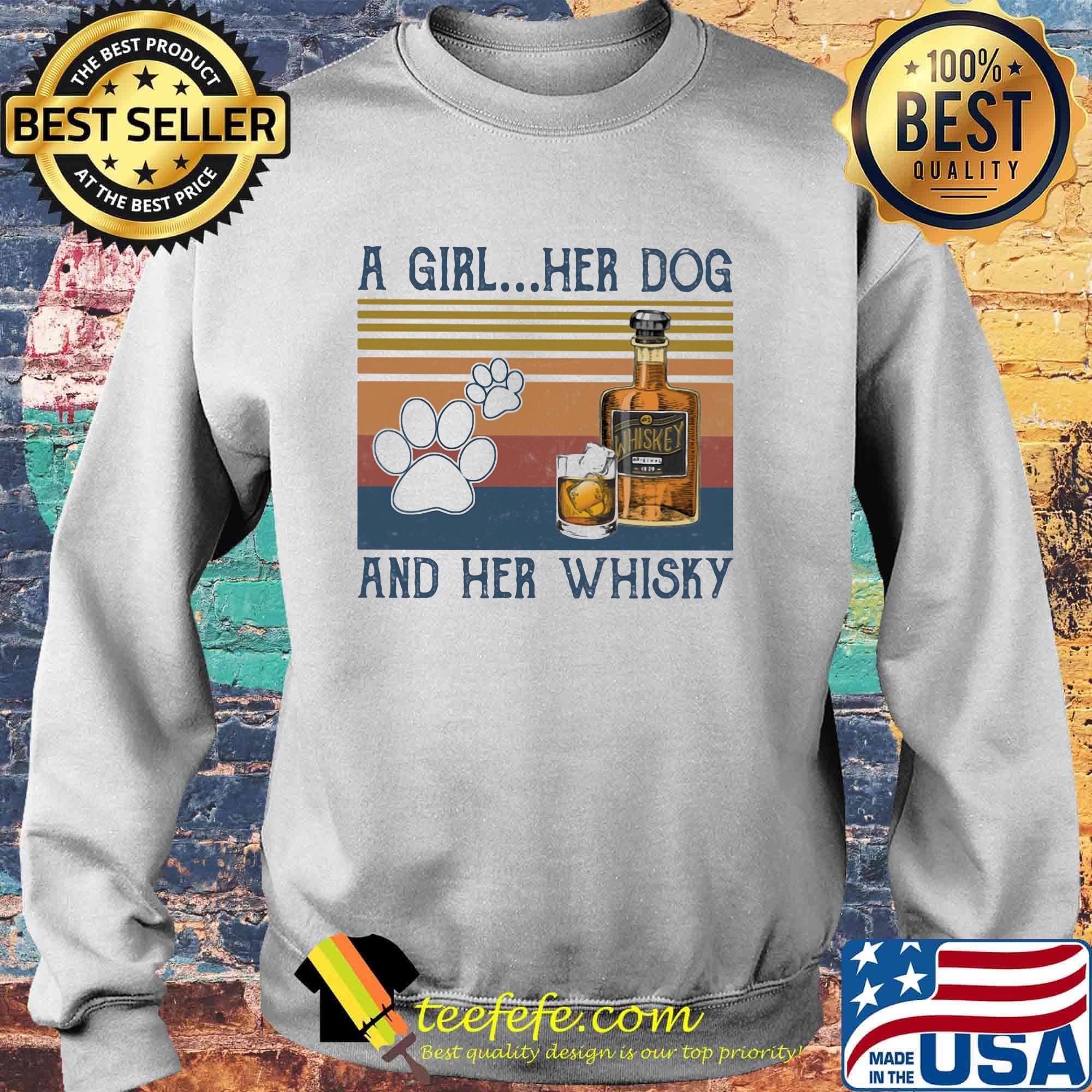 A girl her dog and her whisky vintage retro s Sweater A girl her dog and her whisky vintage retro s Sweater