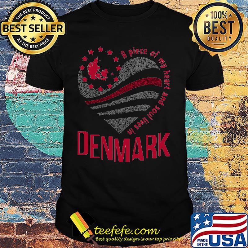 A piece of my heart and soul lives in denmark heart american flag independence day shirt