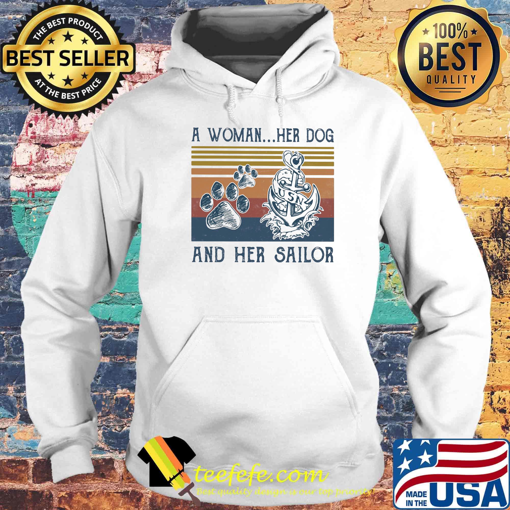 A Woman Her Dog And Her Sailor Footprint Vintage Retro Shirt Hoodie A Woman Her Dog And Her Sailor Footprint Vintage Retro Shirt Hoodie