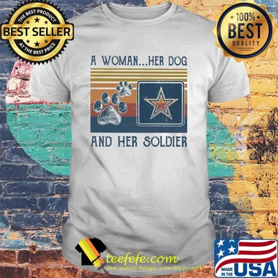 A Woman Her Dog And Her Soldier Footprint Star Vintage Shirt