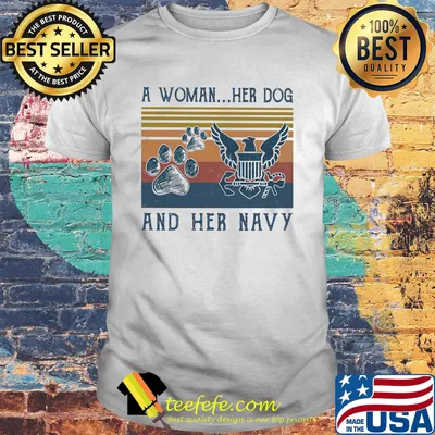 A woman her dog paw and her navy vintage retro shirt