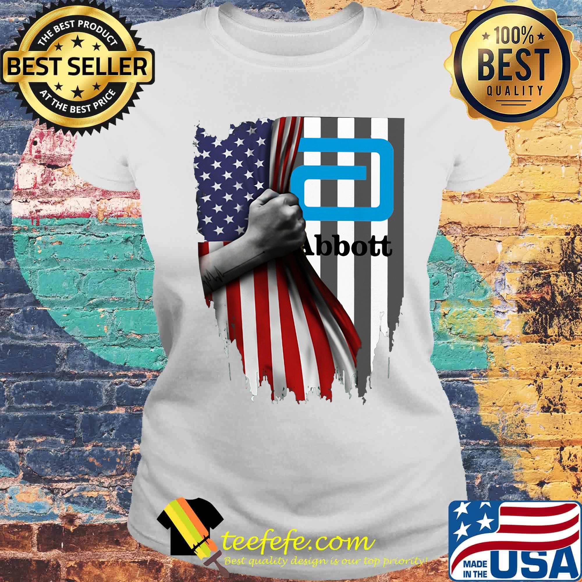Abbott logo american flag independence day s Laides tee Abbott logo american flag independence day s Laides tee