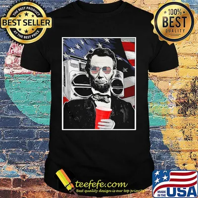 Abraham Lincoln Cassette Cup Glasses American Flag Independence Day Shirt