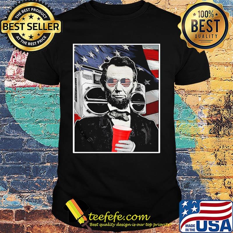Abraham Lincoln Cassette Cup Glasses American Flag Independence Day Shirt