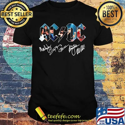 Acdc band members signatures black shirt