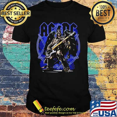 Acdc band skeleton wings playing guitar shirt