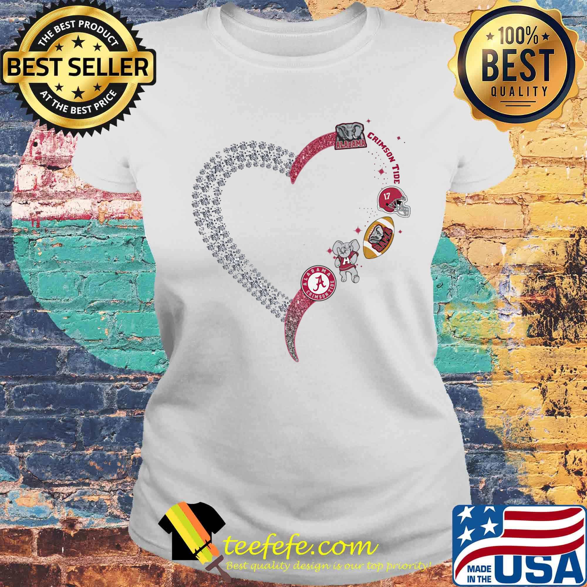 Alabama crimson tide football logo heart s Laides tee Alabama crimson tide football logo heart s Laides tee