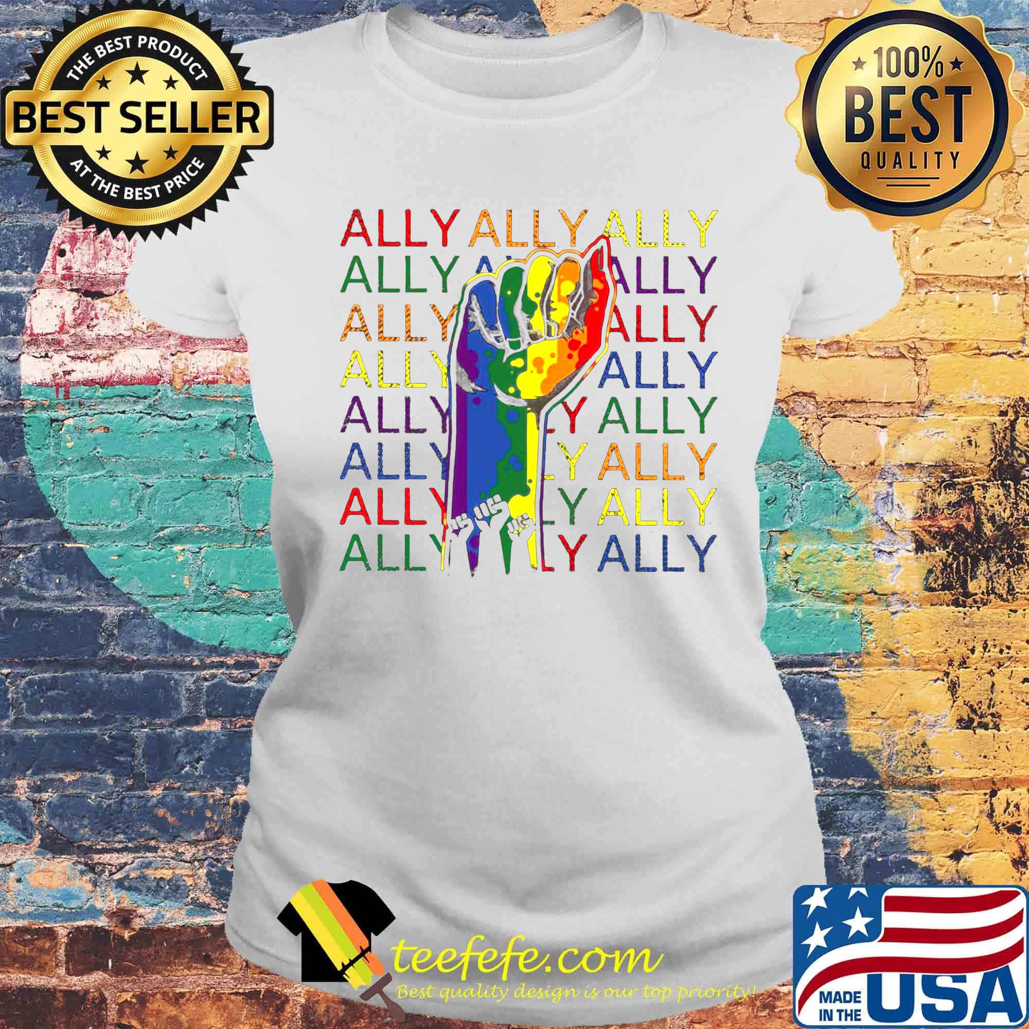 Ally black lives matter hand color LGBT s Laides tee Ally black lives matter hand color LGBT s Laides tee