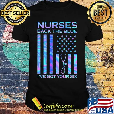 American Flag Nurse back the blue I've got your six Nurse headphone shirt