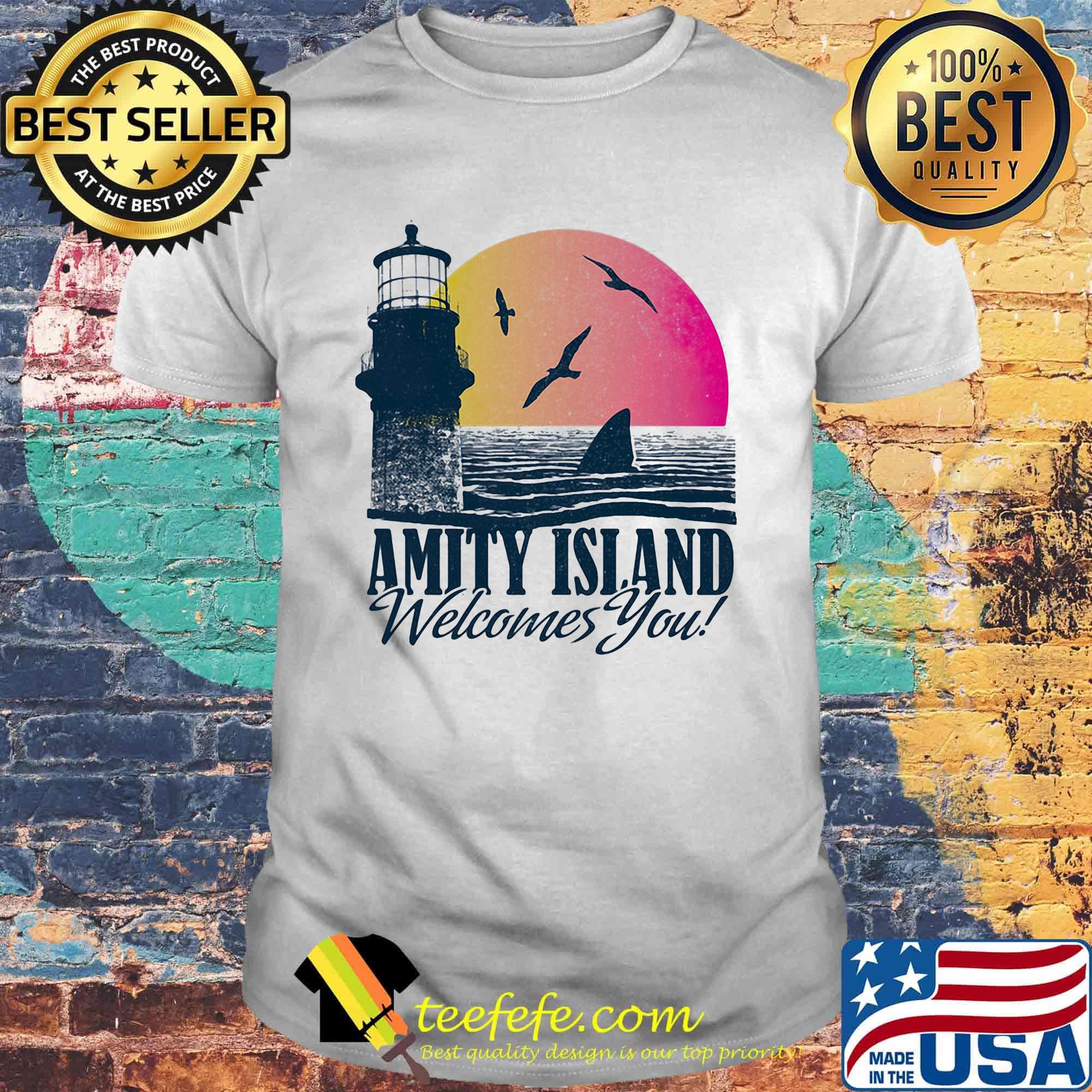 Amity Island Welcomes You Jaws Sun Set Shirt