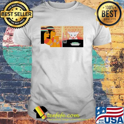 Ancient egypt cat eating rice shirt
