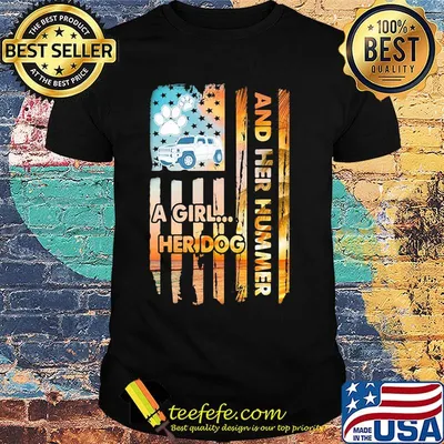 And her hummer a girl her dog car footprint American shirt