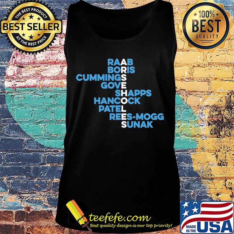 Arseholes Raab Boris Cummings Gove Shapps Hancock Patel Reesmogg Sunak Shirt Tank top Arseholes Raab Boris Cummings Gove Shapps Hancock Patel Reesmogg Sunak Shirt Tank top
