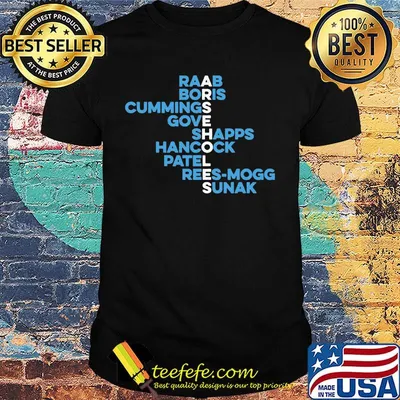 Arseholes Raab Boris Cummings Gove Shapps Hancock Patel Reesmogg Sunak Shirt