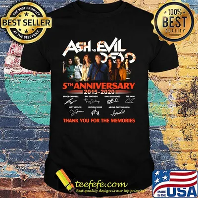Ash vs evil dead 5th anniversary 2015 2020 thank you for the memories signatures shirt