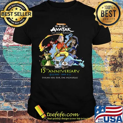 Avatar the last airbender 15th anniversary 2005-2020 thank you for the memories shirt