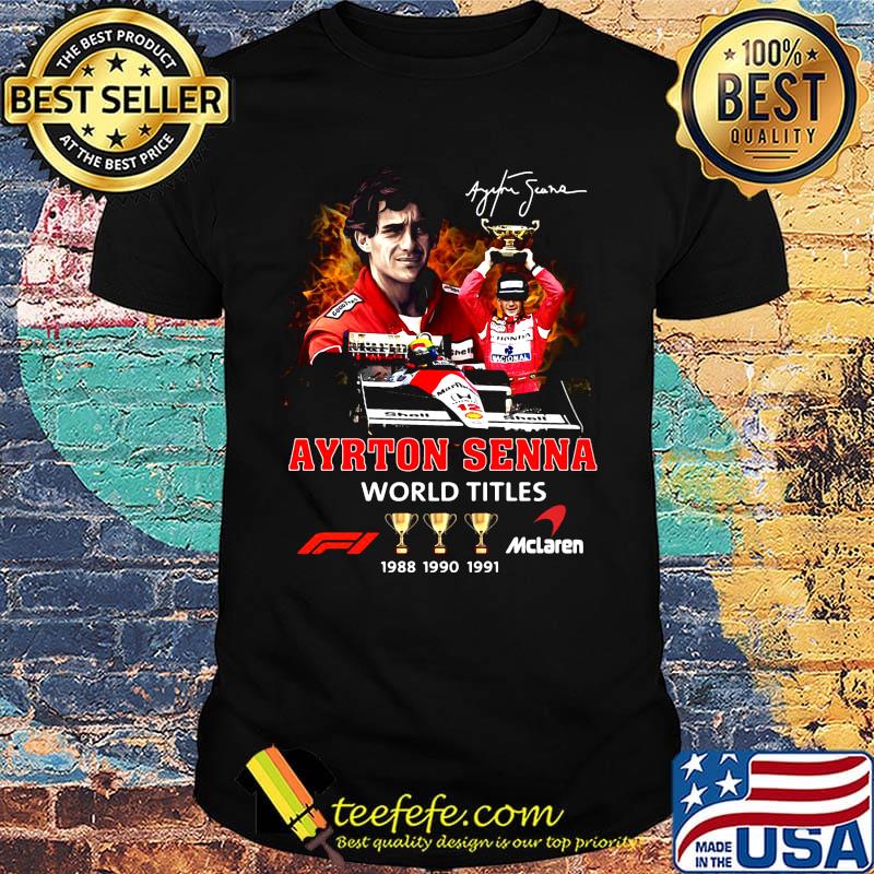 Ayrton senna racing world titles champions signature shirt Ayrton senna racing world titles champions signature shirt