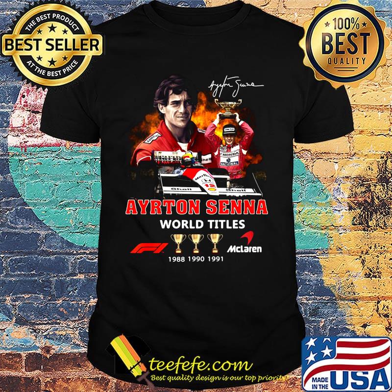 Ayrton senna world titles champions signature shirt Ayrton senna world titles champions signature shirt