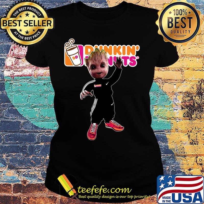 Baby groot dunkin donuts logo s Ladies tee Baby groot dunkin donuts logo s Ladies tee