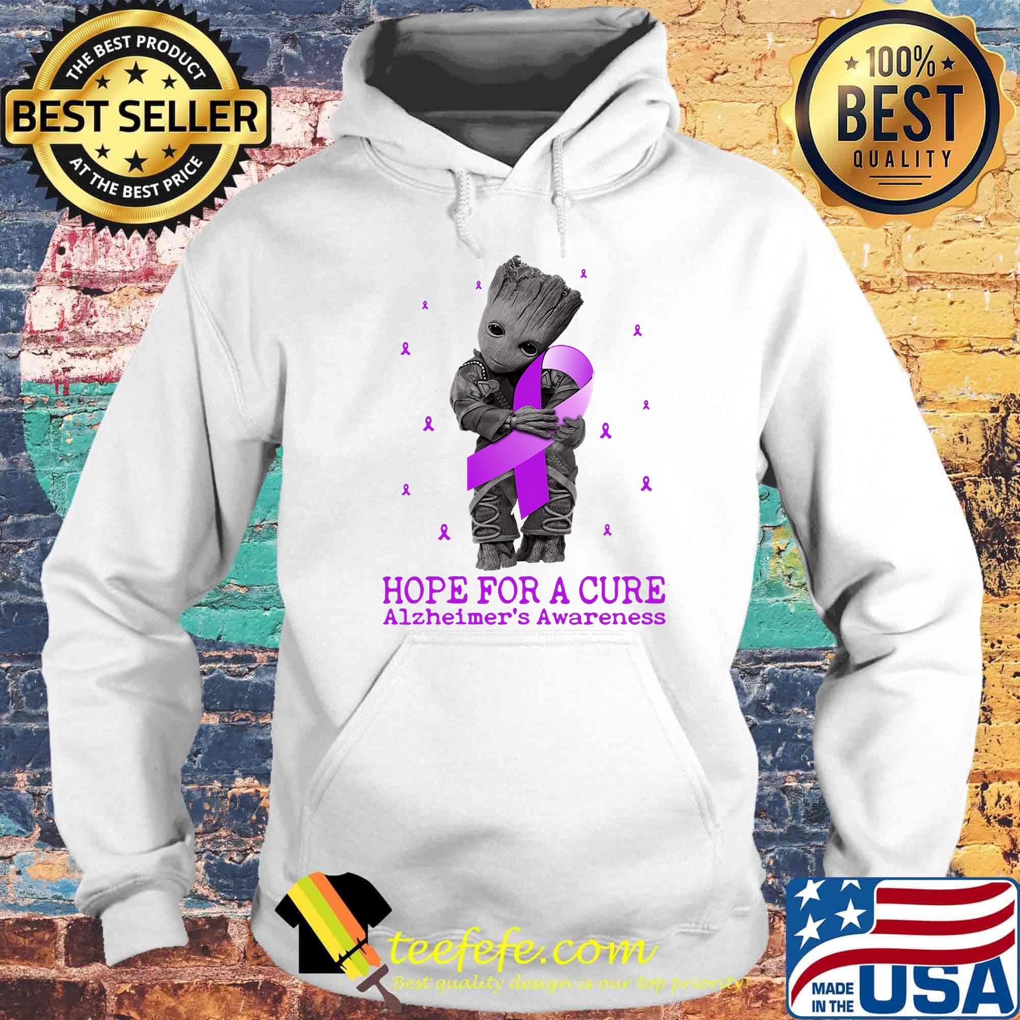 Baby groot hug hope for a cure alzheimer awareness s Hoodie Baby groot hug hope for a cure alzheimer awareness s Hoodie