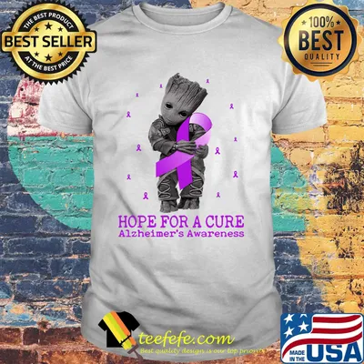 Baby groot hug hope for a cure alzheimer awareness shirt