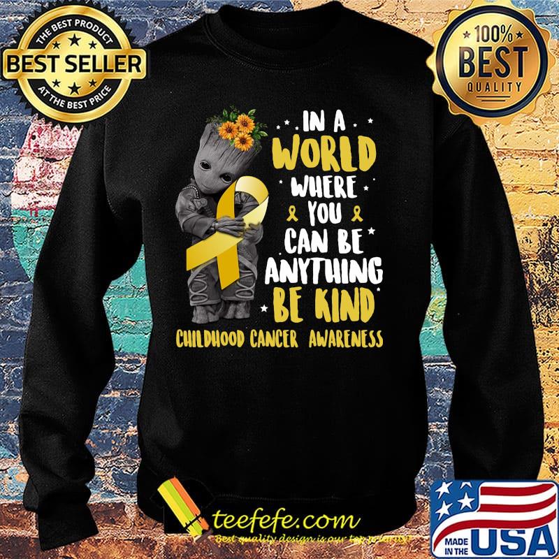 Baby groot in a world where you can be anything be kind childhood cancer awareness sunflowers s Sweater Baby groot in a world where you can be anything be kind childhood cancer awareness sunflowers s Sweater