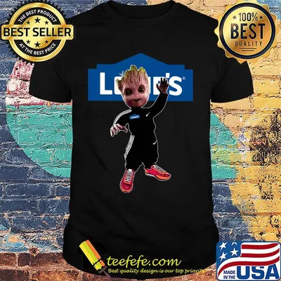Baby groot lowe's logo shirt