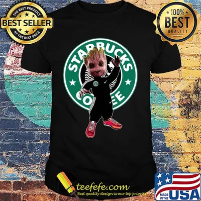 Baby groot starbucks coffee logo shirt