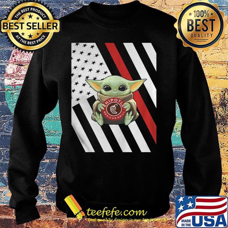 Baby Yoda hug Chipotle American flag s Sweater Baby Yoda hug Chipotle American flag s Sweater