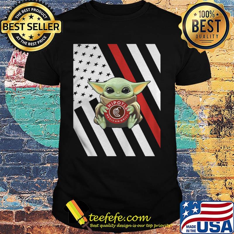Baby Yoda hug Chipotle American flag shirt Baby Yoda hug Chipotle American flag shirt