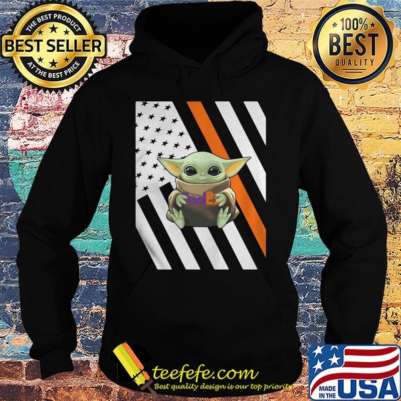 Baby yoda hug fedex logo american flag independence day s Hoodie Baby yoda hug fedex logo american flag independence day s Hoodie