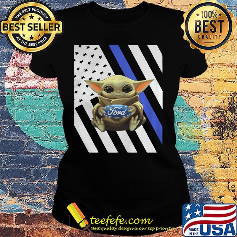 Baby yoda hug ford american flag independence day s Ladies tee Baby yoda hug ford american flag independence day s Ladies tee