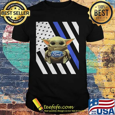 Baby yoda hug ford american flag independence day shirt