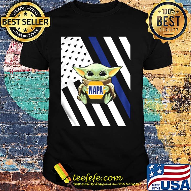 Baby Yoda hug Napa American flag shirt