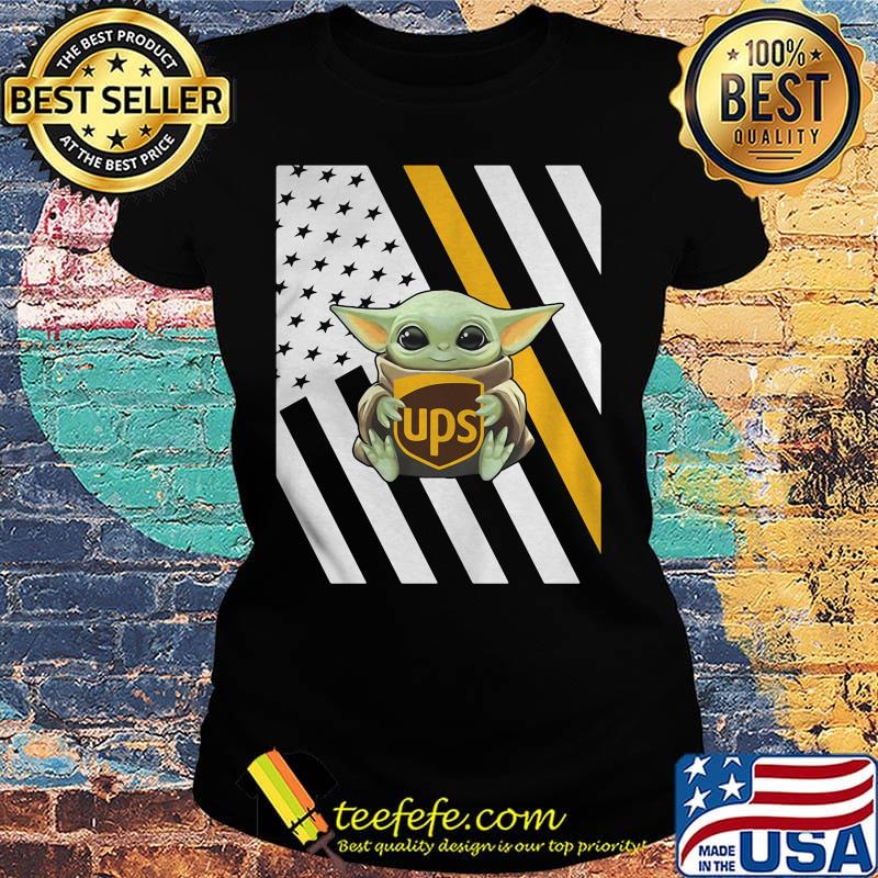 Baby yoda hug ups logo american flag independence day s Ladies tee Baby yoda hug ups logo american flag independence day s Ladies tee