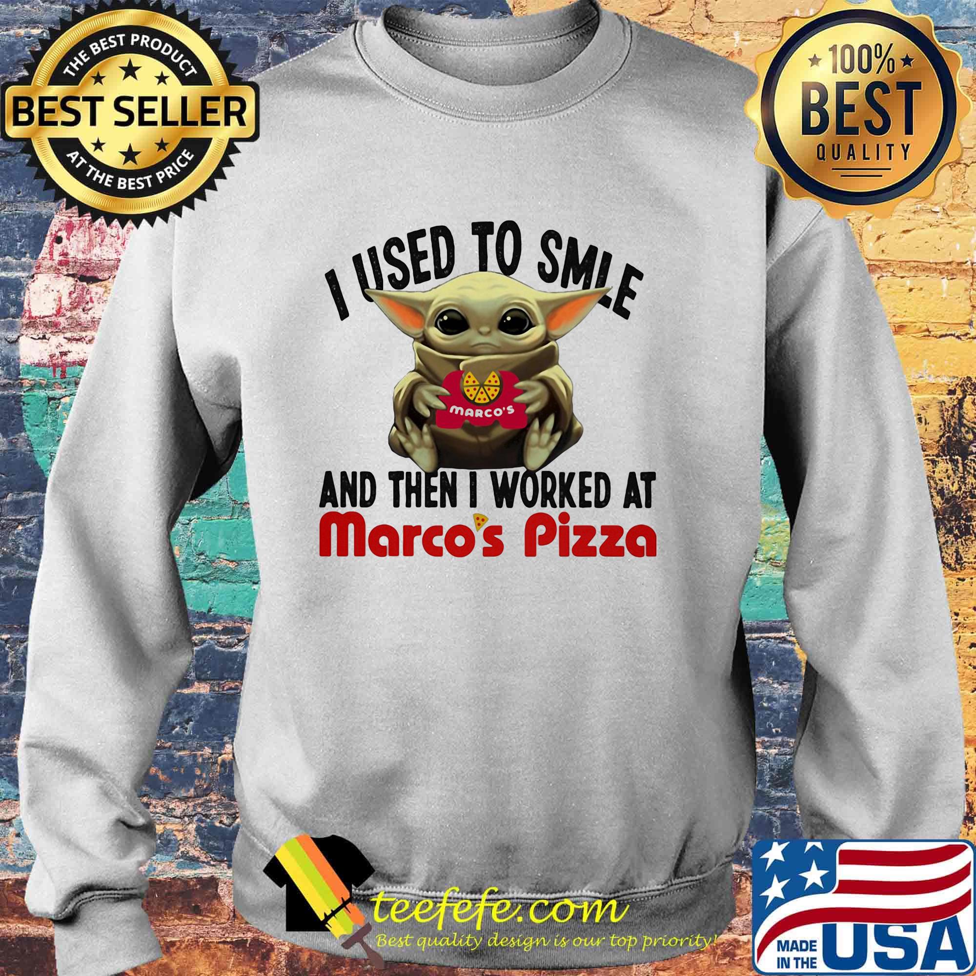Baby yoda i used to smile and then i worked at marco's pizza s Sweater Baby yoda i used to smile and then i worked at marco's pizza s Sweater