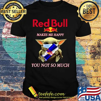 Baby yoda mask red bull makes me happy you not so much shirt