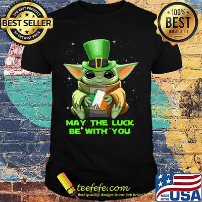 Baby yoda may the luck be with you happy st.patrick's day shirt
