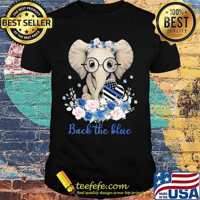Back The Blue Elephants Heart Glasses Flower Cute Shirt